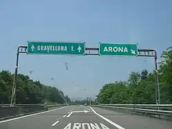 L'A26 au niveau d'Arona en direction du nord.