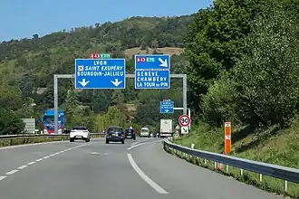 Bifurcation vers l'A43 vers Lyon depuis l'A48