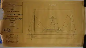 Plan de la vue longitudinale du bateau-feu Le Havre