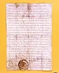 Document de 1154 mentionnant pour la première fois le village.