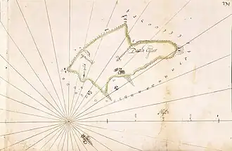 Ancienne carte de l'île de Dassen - 1656