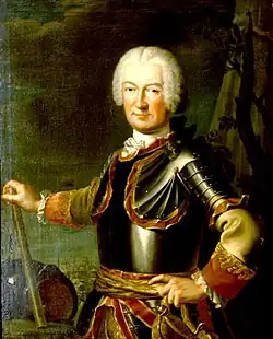 Léopold-Philippe (1690 † 1754), fils du précédent, 4e duc d'Arenberg, 10e duc d'Arschot, chevalier de la Toison d'or (1700, brevet no&nbsp;612).