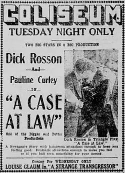 Advertisement for A Case at Law, american movie