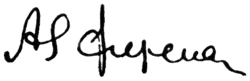 signature d'Alexandre Ievguenievitch Fersman