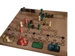 Une fin de partie de Barricade, où les verts sont juste devant l'arrivée