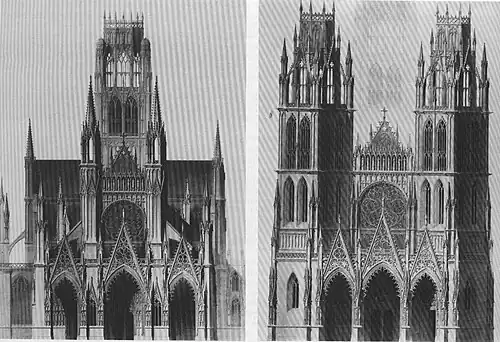 Projets d'achèvement de la façade  de Saint-Ouen par Henri Grégoire en 1831.