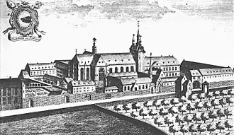 L'abbaye Saint-Laurent au XVIIIe&nbsp;siècle(gravure de Saumery)