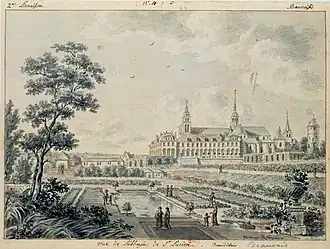 Vue de l'abbaye, dessin du XVIIIe&nbsp;siècle.