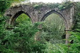 Arches gothiques mur intérieur de l'église.