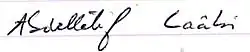 Signature de Abdellatif Laâbi