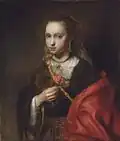 Abraham van DijckJeune fille tenant une rose, vers 1650, huile sur toile, 60,3 x 51,4 cm. Collection privée.
