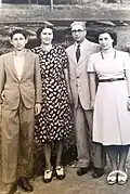 Famille Abravanel de Bitola : Nissim (Nichko), Berta, Dr Haïm et Reni Abravanel, années 1950