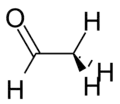 Skeletal structure of acetaldehyde.