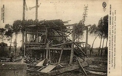 Ruines du secteur ferroviaire en 1919.