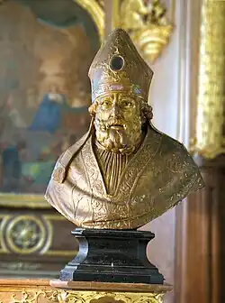 Buste reliquaire de saint Mauxe, église Sainte-Cécile d'Acquigny dans l'Eure.