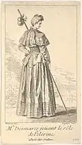 Louis Desplaces d'apres Antoine Watteau, Mlle Desmares joüant le rôle de Pelerine, vers 1710-1720, grave d'eau-forte, Metropolitan Museum of Art, New York