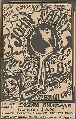 Annonce pour un concert de John Fahey dans un journal underground de Seattle (1967).