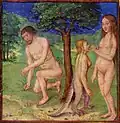Adam et Eve, enluminure du XVe&nbsp;siècle