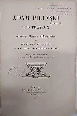 Dédicace de Stanislas Piliński, fils d'Adam, à Édouard Vimont
