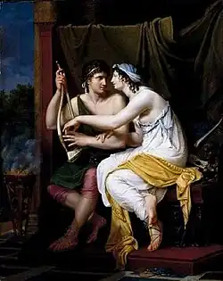 Une jeune femme donnant une leçon de lyre à son amant, Salon de 1802, collection privée