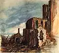 Ruines d'un cloître à Messines (1914).