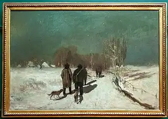 Chasseurs dans la neige au musée Charlier à Bruxelles.