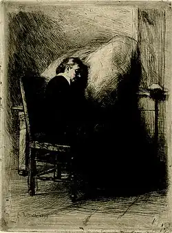 L'indisposée, 1879 (Eau-forte ; Inv. Delchevalerie no&nbsp;102 ; 17,9&nbsp;×&nbsp;13,5&nbsp;cm), Londres, British Museum