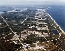 Centre de test des missiles intercontinentaux à Canaveral : l'allée des missiles en 1964.