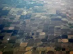 Vue aérienne de champs dans l'état de Washington.