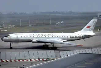 Un Tupolev Tu-104B d'Aeroflot, similaire à celui impliqué dans l'accident