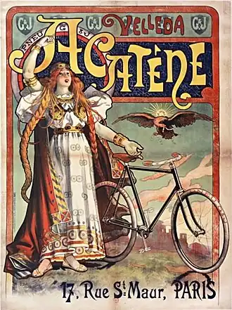 Pneu G&J Velleda Alcatène, 17 rue Saint-Maur, Paris. Affiche de Lucien Baylac.