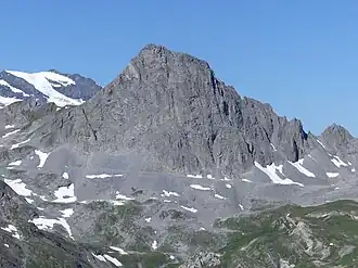 L'aiguille Noire de Pramecou vue depuis la Tovière à l'est.