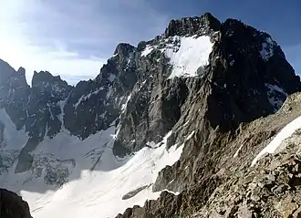 Vue de l'Ailefroide avec le glacier Noir en bas.