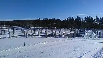 Parc de stationnement en hiver.