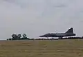 JAS 39 Gripen sur la piste lors du meeting.