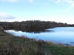 L'étang de Champroy vu depuis sa rive sud-ouest.