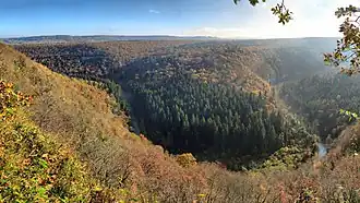 La vallée du Lison depuis le belvédère du Bois de Chataillon.