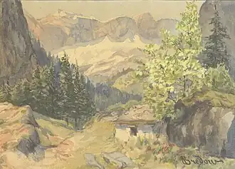 Paysage de montagne (aquarelle).