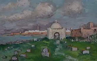 Cimetière de Rabat, huile sur papier