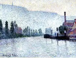 Albert Dubois-Pillet  (1846-1890) :  Rouen, La Seine et les collines à Canteleu, 1887
