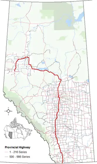 Carte de la Route 2 (Alberta).