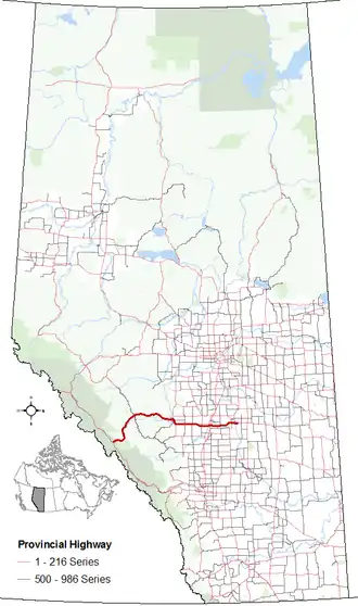 Carte de la Route 11 (Alberta).
