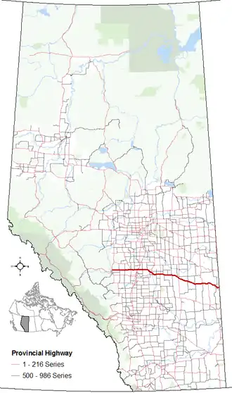 Carte de la Route 12 (Alberta).