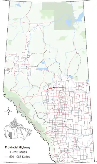 Carte de la Route 18 (Alberta).