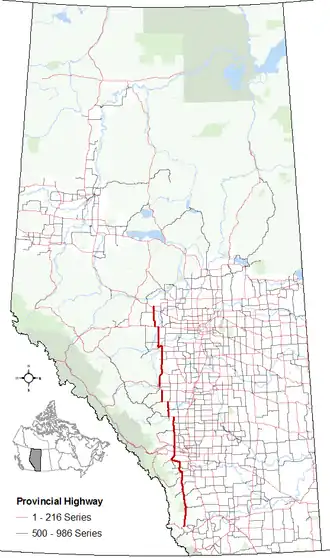 Carte de la Route 22 (Alberta).