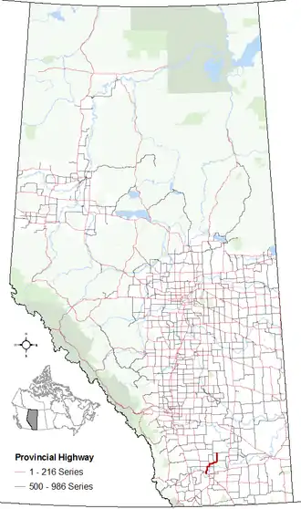Carte de la Route 25 (Alberta).