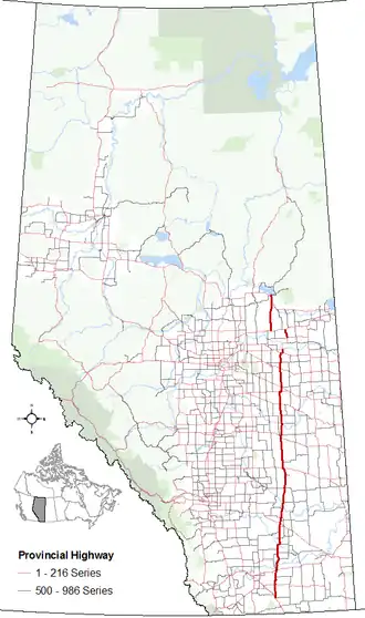 Carte de la Route 36 (Alberta).