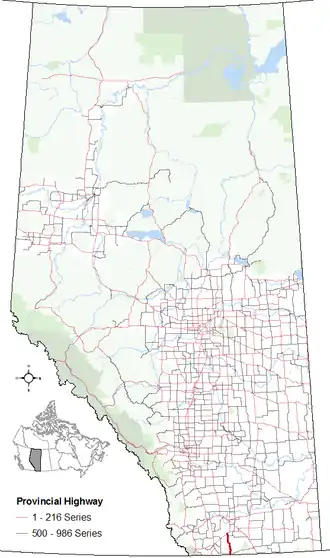 Carte de la Route 62 (Alberta).