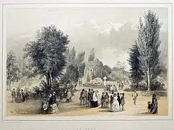 Se promener dans le parc de la ville, lithographie en couleurs, 1857.