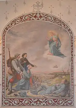 Apparition de la Vierge aux soldats (1918), toile marouflée, église de Leyment.